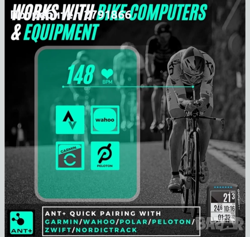 POWR LABS Bluetooth и ANT+ пулсомер с колан за гърди Garmin Wahoo,Polar Strava,Peloton приложения , снимка 5 - Фитнес уреди - 51825899