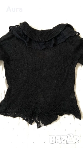 Black ruffled cardigan, снимка 4 - Блузи с дълъг ръкав и пуловери - 51674855