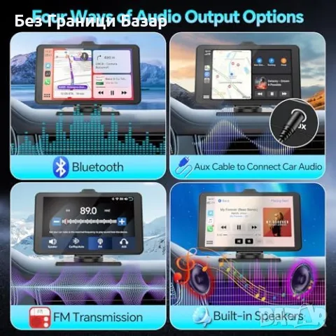 Нов Преносим 7" CarPlay екран за навигация, музика и огледален режим, снимка 5 - Друга електроника - 47956924