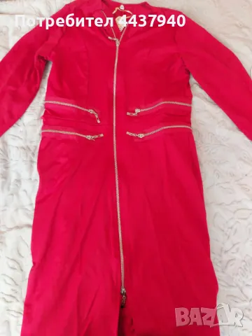 Дълга червена рокля с ципове XL р-р, снимка 2 - Рокли - 50193482