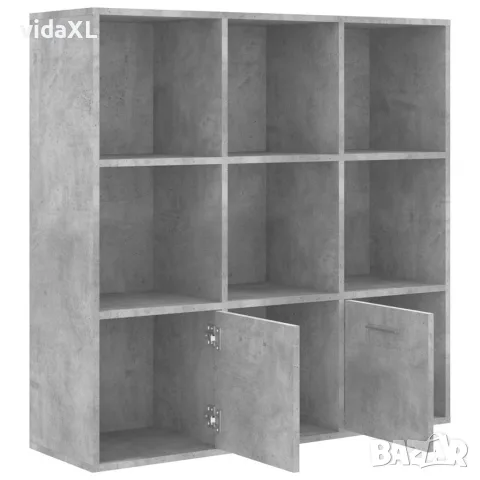 vidaXL Шкаф библиотека, бетонно сива, 98x30x98 см, инженерно дърво, снимка 7 - Етажерки - 56147710