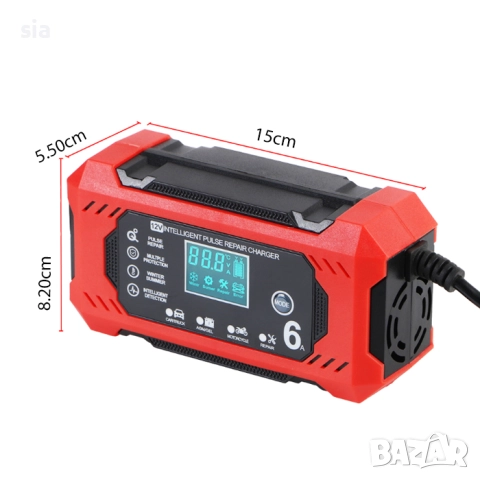 Зарядно за акумулатор, 6A, 12V, LCD дисплей