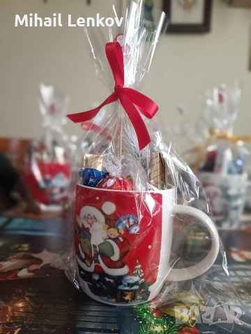 Коледни ръчно подредени чаши с лакомства , снимка 8 - Чаши - 52632262