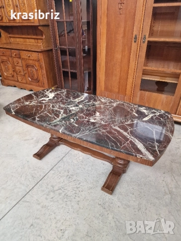 Масивна Маса с Дърворезба и Мрамор с Повдигащ механизъм-внос от Германия!, снимка 4 - Маси - 52480196