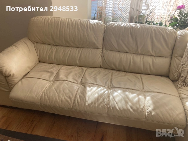 Продавам холна гарнитура естествена кожа, снимка 2 - Дивани и мека мебел - 53186662