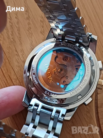 Olevs Автоматик, Дисплей Скелетон, HD Светещ, 3 ATM, Прозрачен гръб, Мултифункционален, Календар, снимка 14 - Мъжки - 53169391