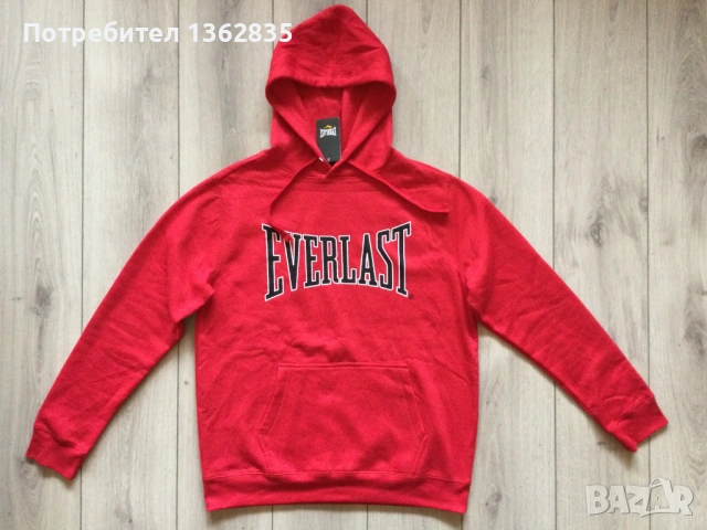 НОВ оригинален червен памучен суичър блуза EVERLAST размер L от САЩ 