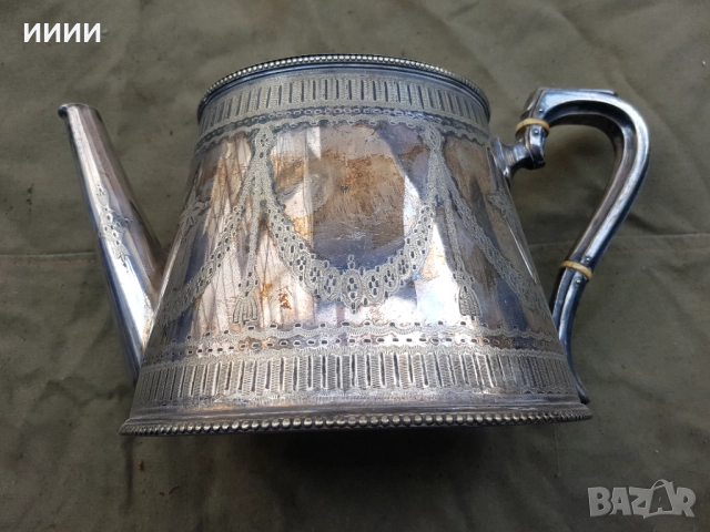 Посребрен чайник, снимка 3 - Антикварни и старинни предмети - 52227056