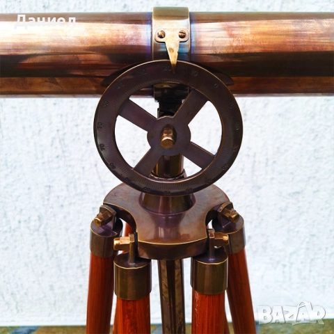 Телескоп, далекоглед от бронз на тринога с античен дизайн., снимка 4 - Други ценни предмети - 43253819