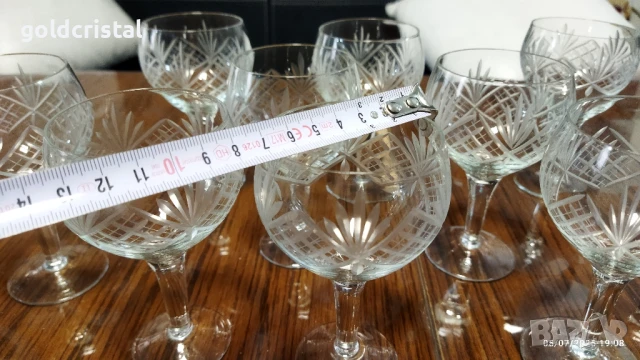 ретро стъклени кристални чаши гравирани , снимка 6 - Антикварни и старинни предмети - 11505582