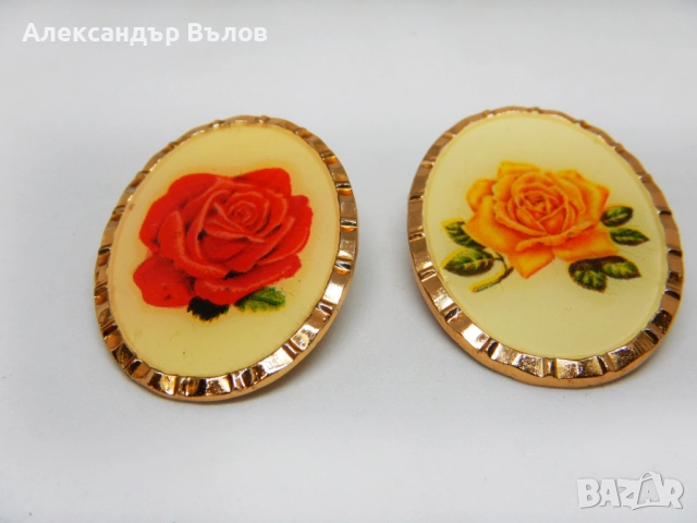 Две Стари Брошки Рози Комплект Мода Бижута, снимка 2 - Други - 52622321