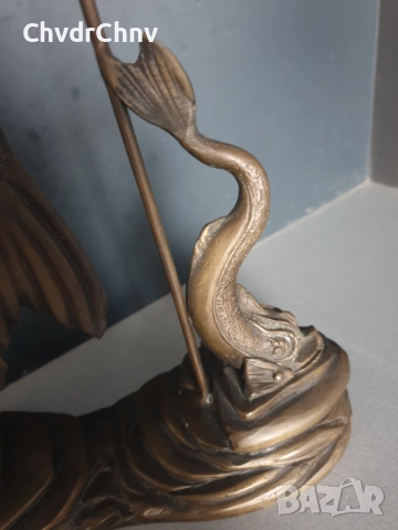 46см-5кг статуетка/бронзова скулптура/стара фигура на русалка/риба кай, снимка 9 - Статуетки - 52469620