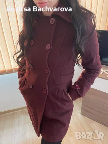 Палто цвят бордо, Radeks, размер М, снимка 2 - Палта, манта - 38896073