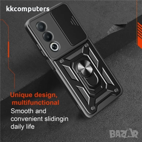 Oppo A80 5G / A3 Pro 5G Удароустойчив Ring Holder with Slide Camera Lid/ PC + TPU/ Kickstand Калъф и, снимка 13 - Калъфи, кейсове - 50738723