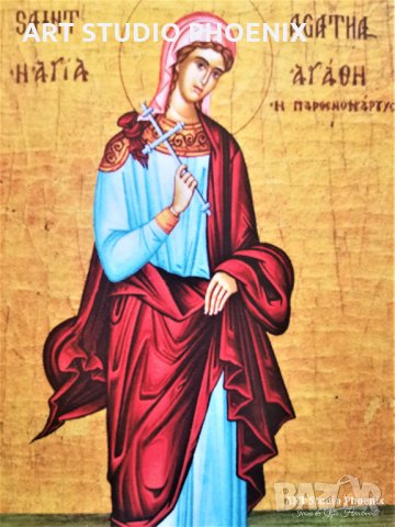 Икона на Света Агата icona Sveta Agata, снимка 2 - Икони - 35999349
