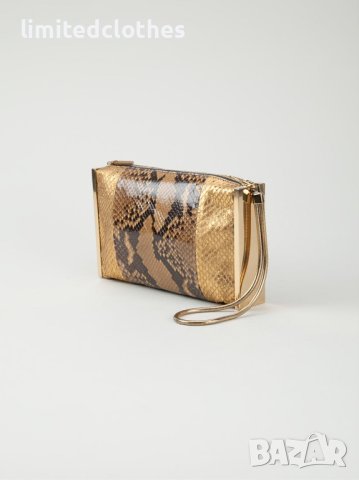 Lanvin ''Private'' Gold Python Skin Clutch Дамска Чанта / Плик / Клъч от Змийска Кожа, снимка 2 - Чанти - 42216664