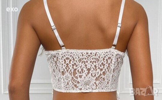 Бяло бюстие, Секси бюстие, Бял къс топ, снимка 2 - Корсети, бюстиета, топове - 41057377