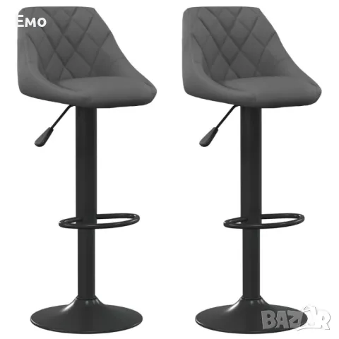 Бар табуретки, 2 бр, тъмносиви, кадифе, снимка 3 - Обзавеждане за заведение - 48818571