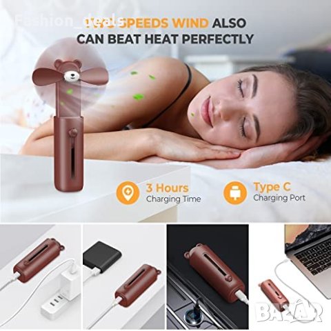 Нов Преносим вентилатор за дом, офис, пътуване къмпинг с USB Акумулаторен, снимка 4 - Друга електроника - 40634473