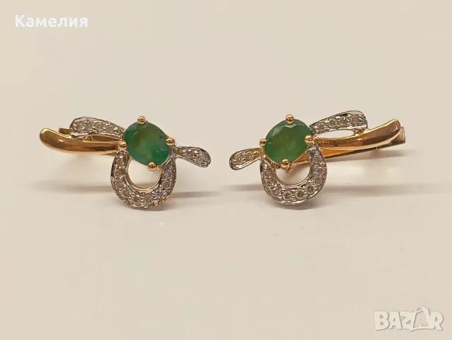 Руско злато. Обеци с брилианти , снимка 6 - Обеци - 55831600