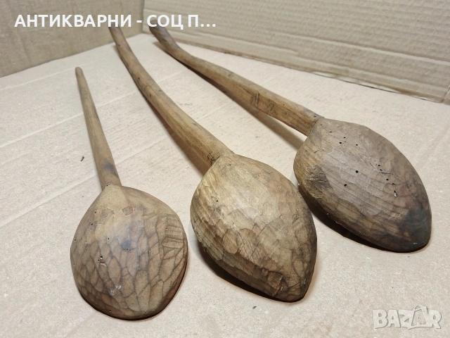 Комплект Стари Ръчно Изработени Дървени Лъжици, Стара Ръчно Изработена Дървена Лъжица. / НОМЕР 1597., снимка 4 - Антикварни и старинни предмети - 53670094