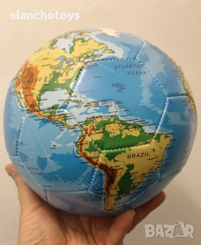 Футболна топка глобус, размер- 21,5см, снимка 3 - Футбол - 52376314