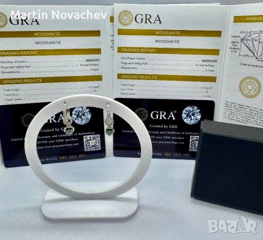Сребърни обеци с мойсанит (Диамант) 0.5 карата, снимка 2 - Обеци - 53725579