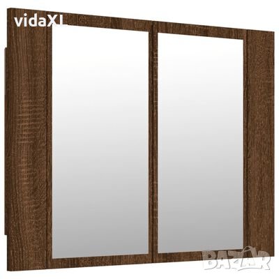 vidaXL LED огледален шкаф, кафяв дъб, 60x12x45 см, инженерно дърво（SKU:822843, снимка 1 - Шкафове - 44487889