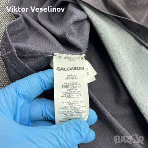 SALOMON Мъжка Еластична Тениска Размер L Сива Къс Ръкав Туристическа, снимка 6 - Тениски - 49831360