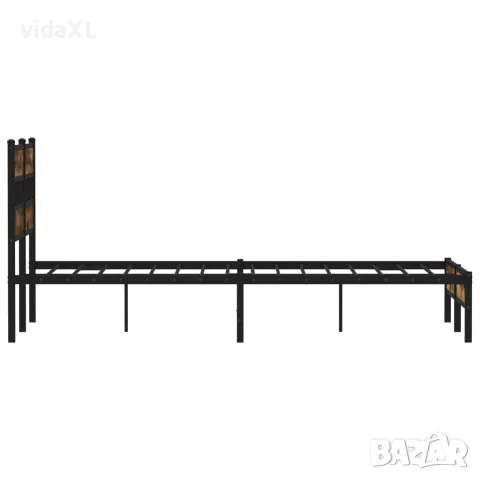 vidaXL Рамка за легло, без матрак, с табла, опушен дъб, 120x200 см, снимка 5 - Спални и легла - 56147471