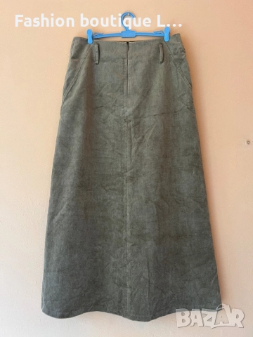 Бежова дълга пола 100% памук 38 размер с цип отзад на гърба и гайки за колан 🧡, снимка 4 - Поли - 51921737