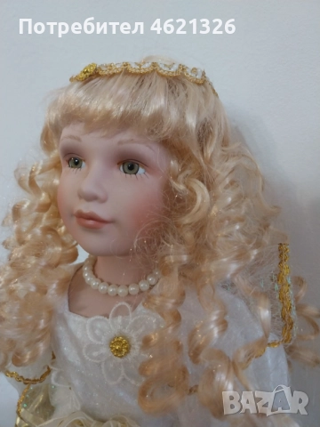 Винтидж колекционерска немска порцеланова кукла принцеса в кралска рокля като нова, снимка 4 - Декорация за дома - 52044240