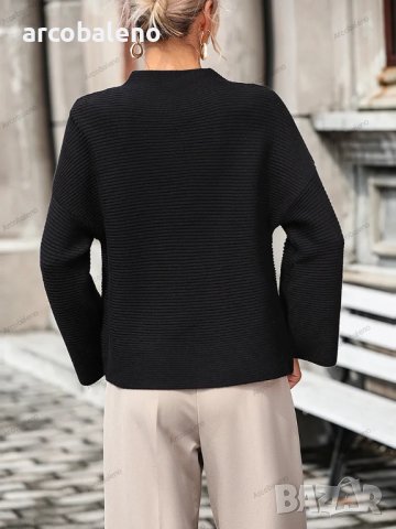 Свободен дамски едноцветен пуловер, 5цвята, снимка 17 - Блузи с дълъг ръкав и пуловери - 42284226