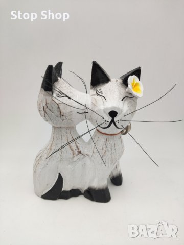 Котки дърворезба Индонезия ръчно изработени , снимка 6 - Декорация за дома - 41384563