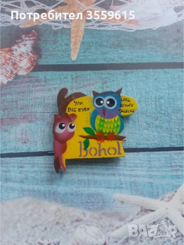 дървен магнит с бухалчета, снимка 1
