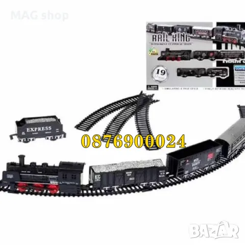 19 ЧАСТИ Електрически влак на релси + звук и светлина Rail King игра, снимка 4 - Коли, камиони, мотори, писти - 48137422