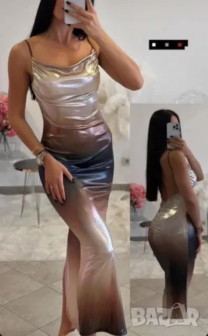 дълги сатенени рокли , снимка 2 - Рокли - 50345392