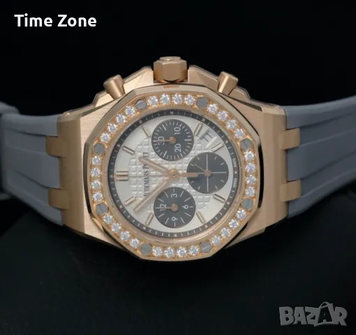 Audemars Piguet Royal Oak Offshore Chronograph 37mm Rose Gold Grey Diamond Дамски Различни Варианти, снимка 4 - Дамски - 48182946