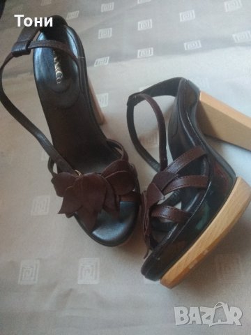 Сандали дърво и кожа MAX&Co, снимка 4 - Дамски елегантни обувки - 34122373