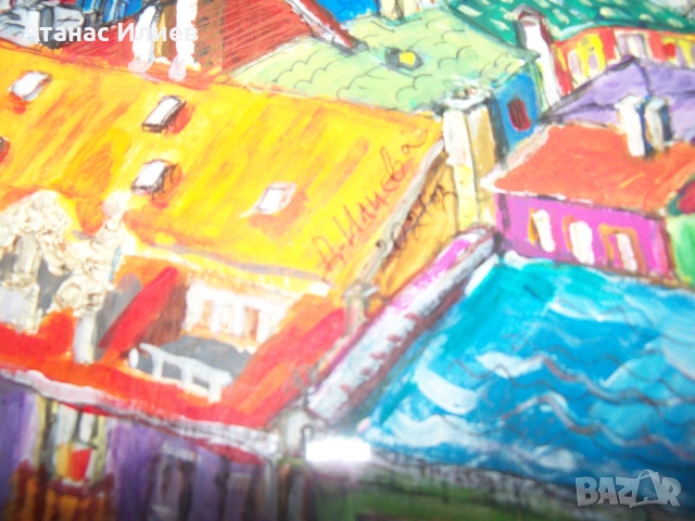 "Цветен град" картина на худ. Десислава Илиева, снимка 3 - Картини - 36109762
