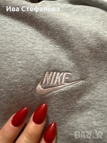 Спортна мъжка  ватирана памук памучна сива блуза Nike nike 100% оригинал., снимка 2 - Спортни дрехи, екипи - 52497993
