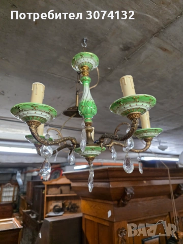 Италиански полилей от порцелан и кристал, снимка 3 - Полилеи - 53650250