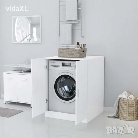 vidaXL Шкаф за пералня, бял, снимка 8 - Шкафове - 56146555