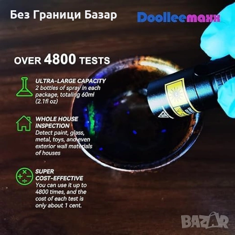 Нов Комплект за домашен тест за олово – спрей 60 ml – UV видим резултат, снимка 2 - Други стоки за дома - 53521678