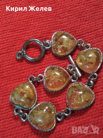 ЕФЕКТНА СРЕБРИСТА ВИНТИДЖ ГРИВНА с КРАСИВ СИНТЕТИЧЕН КЕХЛИБАР 47501, снимка 9 - Гривни - 47034854