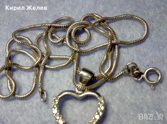 СКЪПОЦЕНЕН БЕЛ ЕПОК СТИЛ СРЕБЪРЕН ПЕНДАНТ СЪРЧИЦЕ РОДИРАНО СРЕБРО с ЦИРКОНИ и СРЕБЪРНА ВЕРИЖКА 49543, снимка 3 - Колиета, медальони, синджири - 50335161