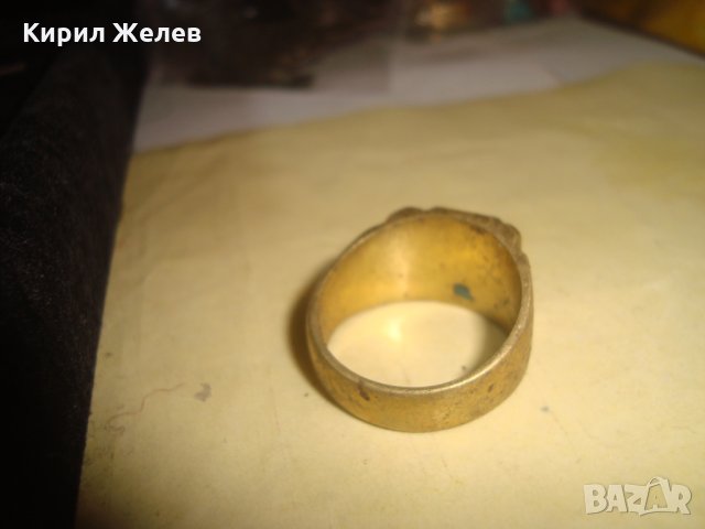 СТАР ПОЗЛАТЕН БРОНЗОВ ПРЪСТЕН ОРНАМЕНТИРАН РЪЧНО МАЙСТОРСКА АРТ ДЕКО СТИЛ ИЗРАБОТКА МАСИВЕН 21892, снимка 8 - Антикварни и старинни предмети - 33962674
