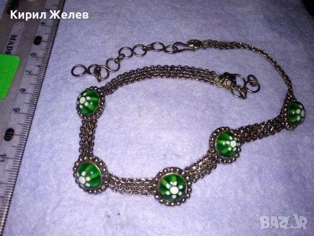 СТАРО РЕТРО ГОТИК АРТ КОЛИЕ ЧОКЪР посребрена благородна стомана с ВЕНЕЦИАНСКО СТЪКЛО МУРАНО 56641, снимка 6 - Антикварни и старинни предмети - 41751663