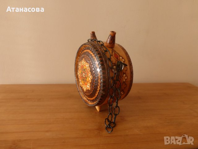 Малък бъкел с пирография бъклица, снимка 2 - Антикварни и старинни предмети - 41670589
