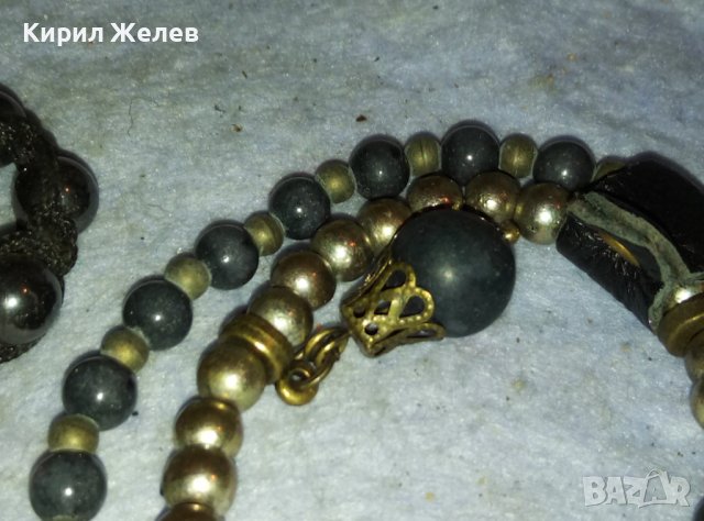 2 АРТ ГРИВНИ от ХЕМАТИТ и БРОНЗ с КРИСТАЛИ и СРЕБРИСТА ИКОНКА РЪЧНАХ ИЗРАБОТКА 56831, снимка 11 - Гривни - 42026441